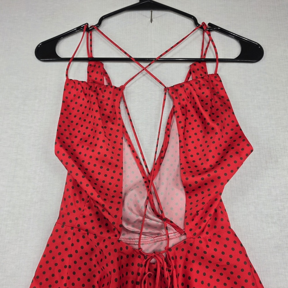 ZARA Red Polka Dot Strappy Back Mini Dress Size XS Retro Pinup Coquette Party - Picture 4 of 10